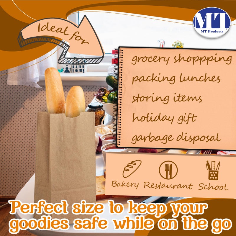 MT Products Brown Paper Bags 8 lbs. - Disposable Paper Lunch Bags Perfect for Shopping - Pack of 100 - Image 5